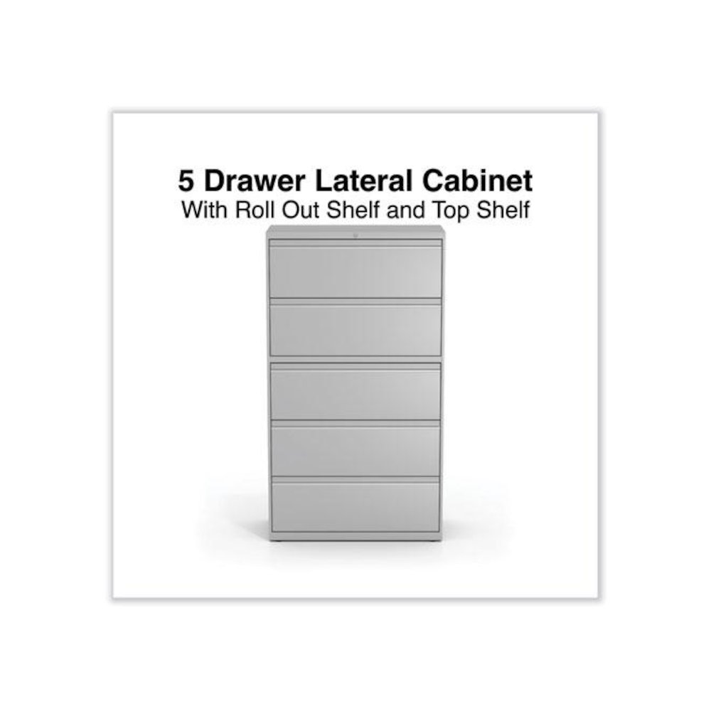 Lateral File, 5 Legal/Letter/A4/A5-Size File Drawers, Light Gray, 36" x 18.63" x 67.63". Picture 2