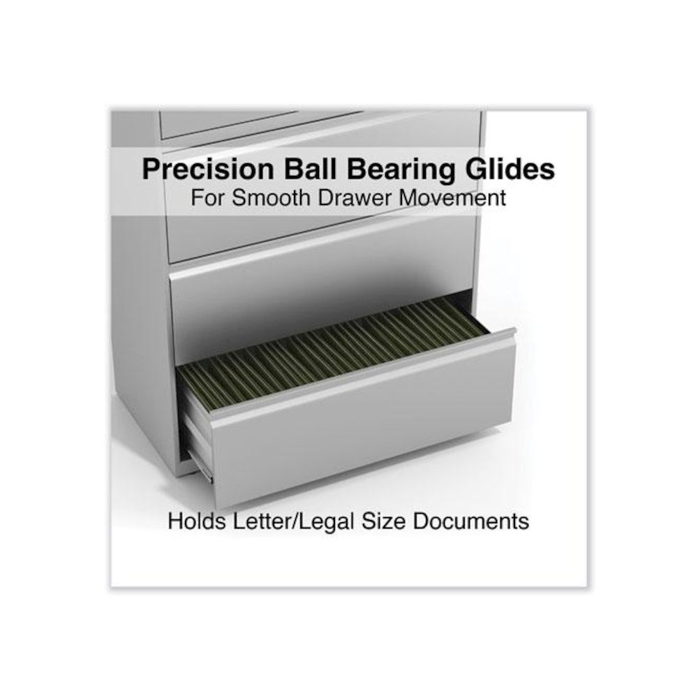 Lateral File, 5 Legal/Letter/A4/A5-Size File Drawers, Light Gray, 36" x 18.63" x 67.63". Picture 3