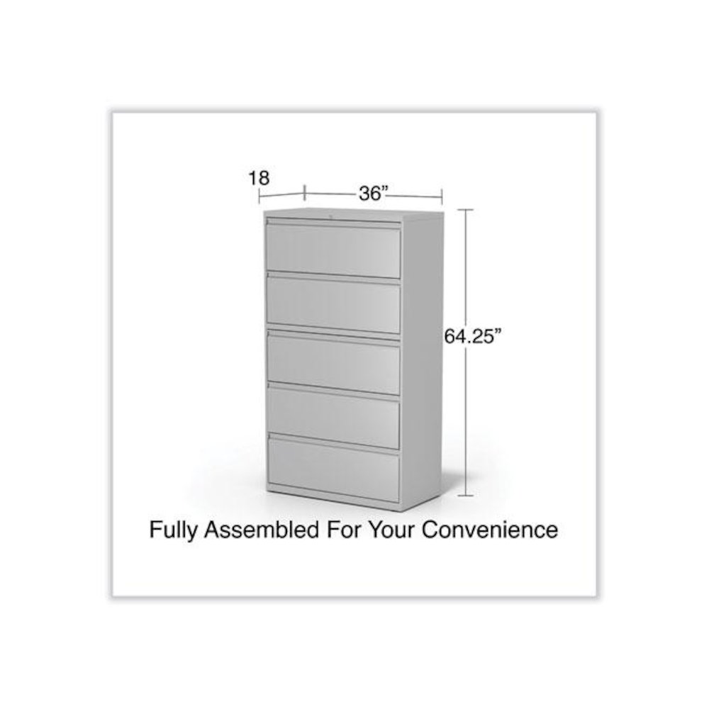 Lateral File, 5 Legal/Letter/A4/A5-Size File Drawers, Light Gray, 36" x 18.63" x 67.63". Picture 6