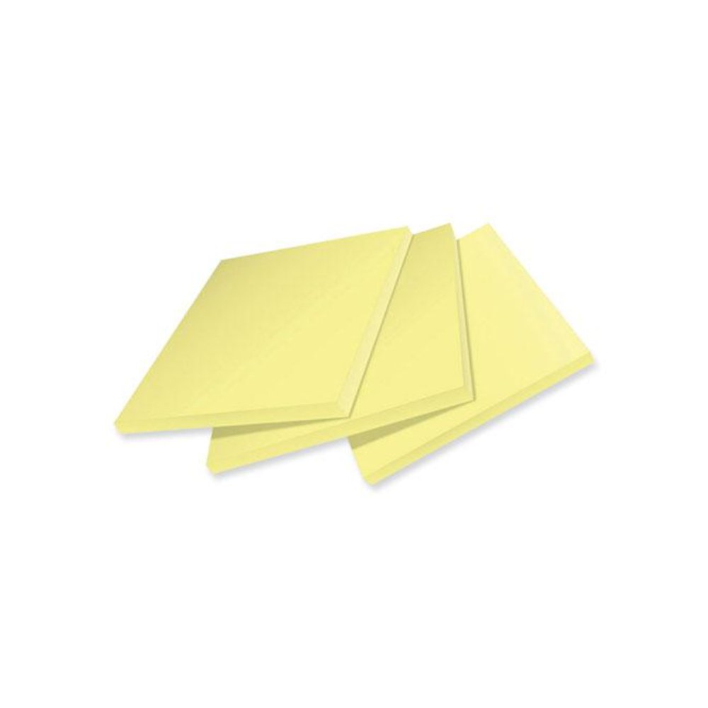 100% Recycled Paper Super Sticky Notes, 3" x 3", Canary Yelow, 70 Sheets/Pad, 12 Pads/Pack. Picture 3