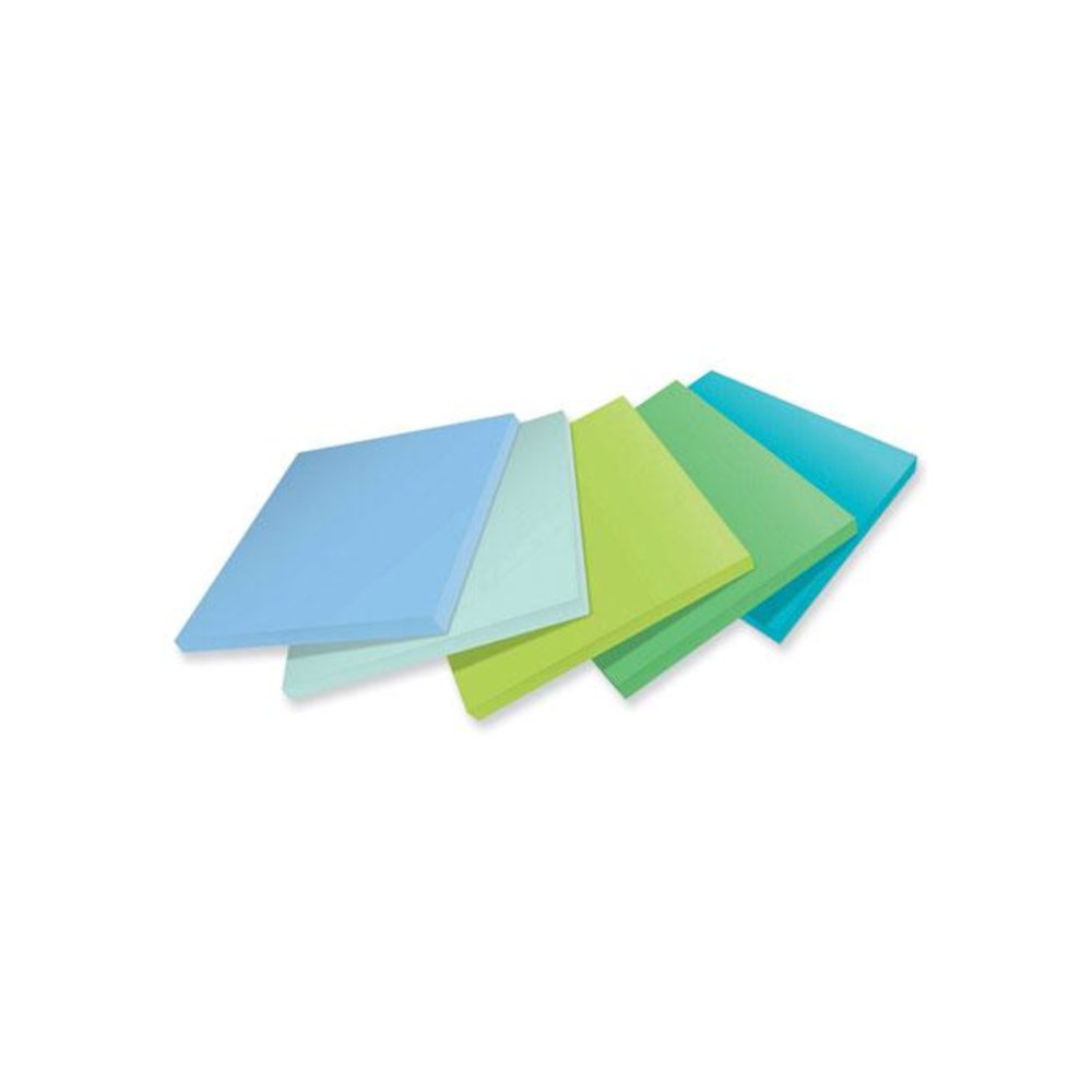 100% Recycled Paper Super Sticky Notes, 3" x 3", Oasis, 70 Sheets/Pad, 5 Pads/Pack. Picture 3