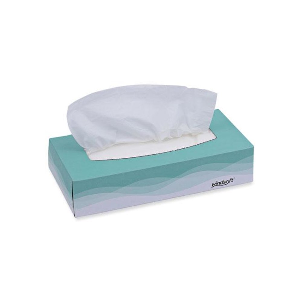 Facial Tissue, Flat Pop-Up Box, 2-Ply, White, 100 Sheets/Box, 30 Boxes/Carton. Picture 1