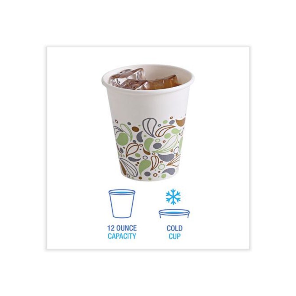 Deerfield Printed Paper Cold Cups, 12 oz, 50/Sleeve, 20 Sleeves/Carton. Picture 4