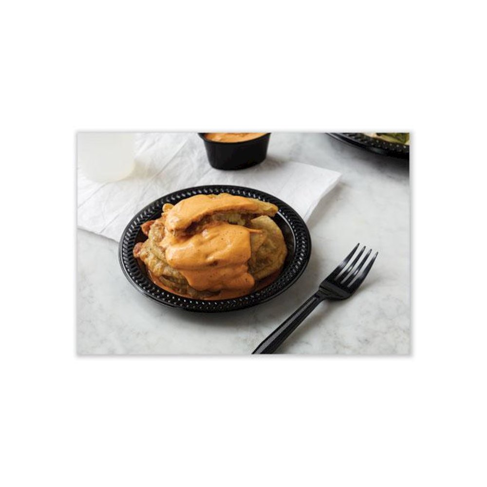 Meadoware Impact Plastic Dinnerware, Plate, 6" dia, Black, 1,000/Carton. Picture 2