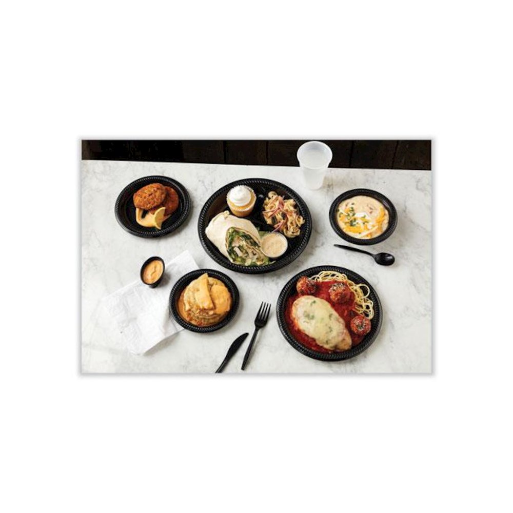 Meadoware Impact Plastic Dinnerware, Plate, 6" dia, Black, 1,000/Carton. Picture 4
