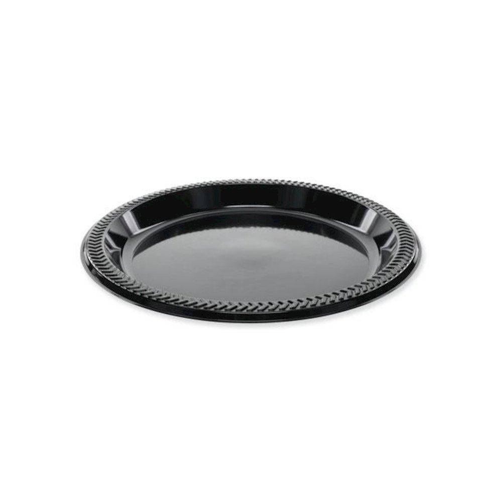 Meadoware Impact Plastic Dinnerware, Plate, 8.9" dia, Black, 400/Carton. Picture 1