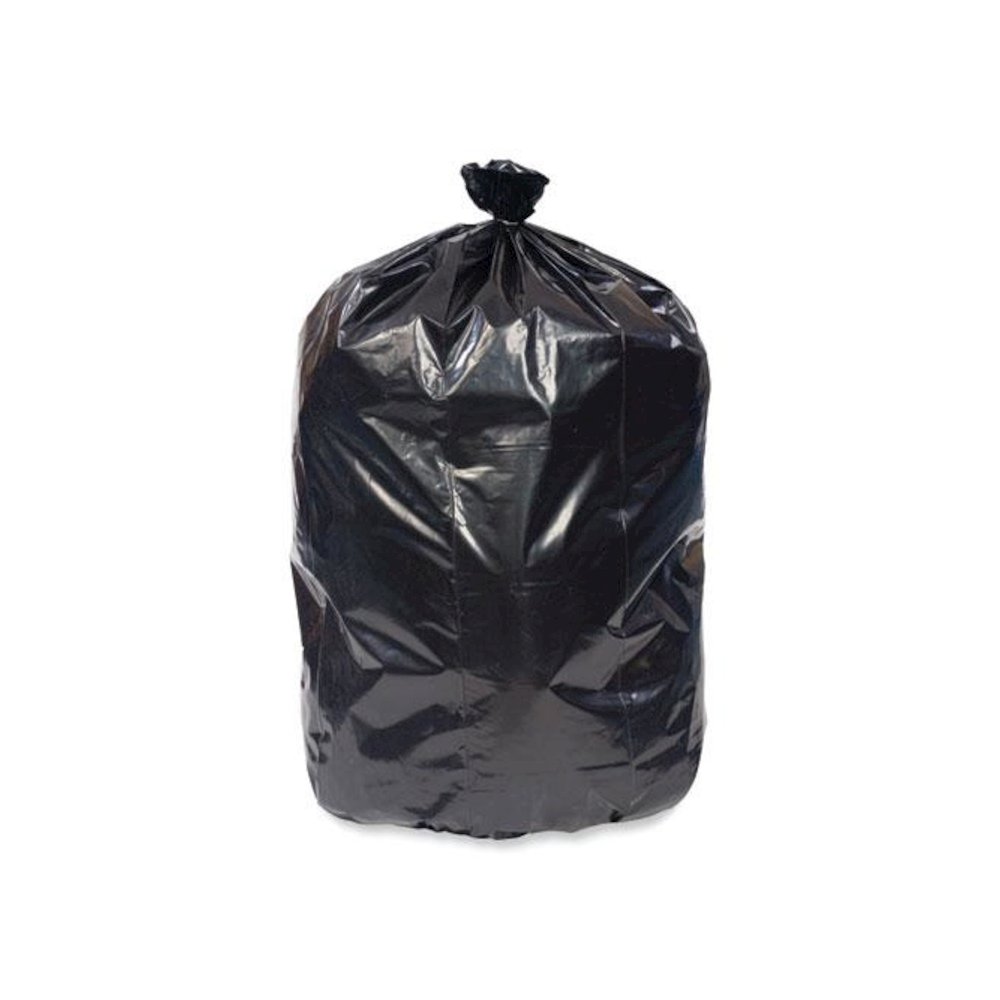 Eco Strong Plus Can Liners, 33 gal, 1 mil, 33" x 39", Black, Perforated Roll, 150/Carton. Picture 1
