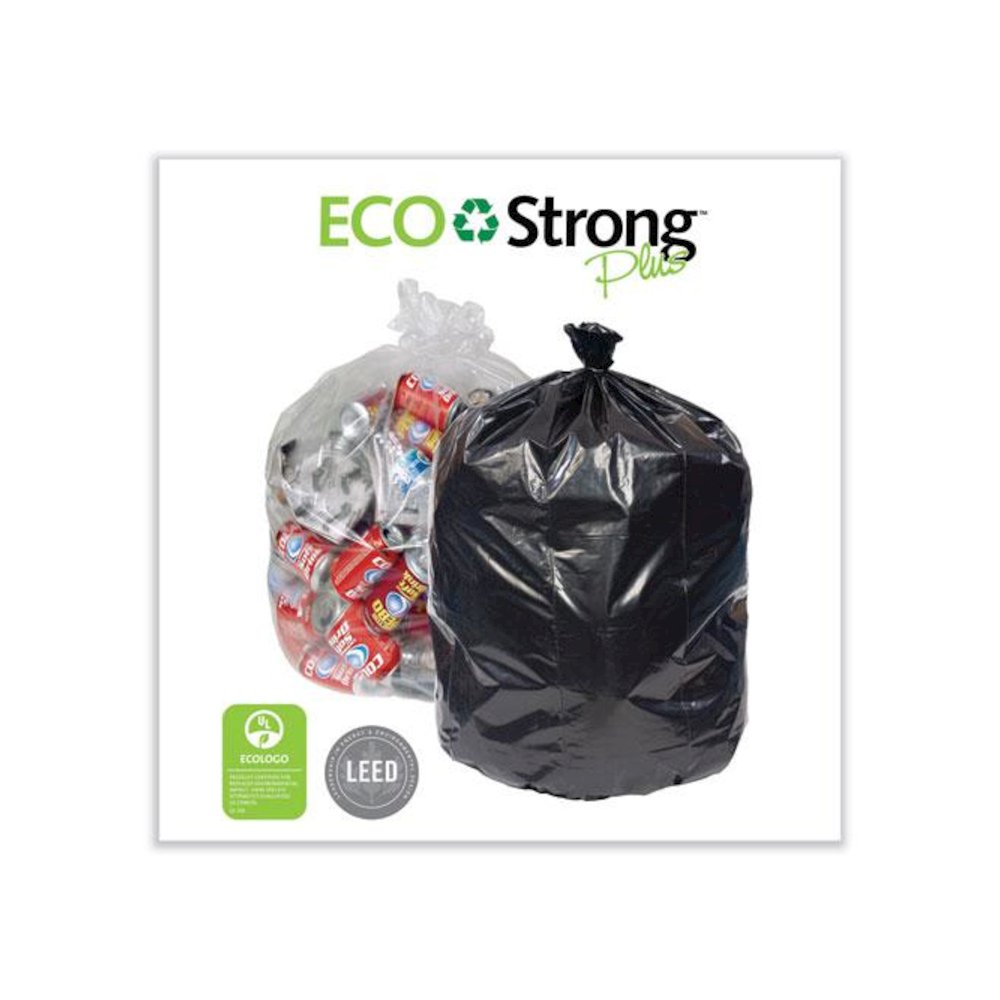Eco Strong Plus Can Liners, 60 gal, 16 mic, 38" x 58", Natural, Perforated Roll, 200/Carton. Picture 3