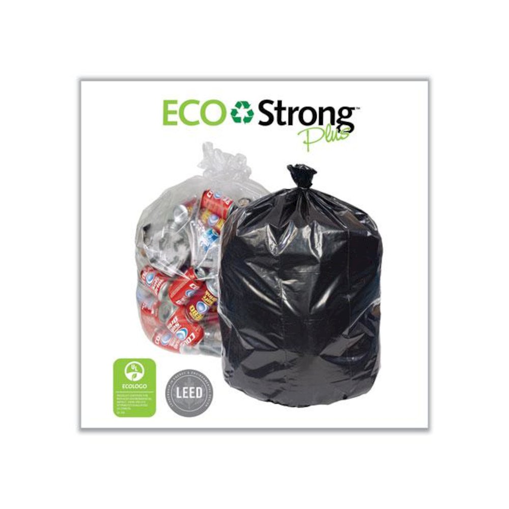 Eco Strong Plus Can Liners, 40 gal, 14 mic, 40" x 46", Natural, Perforated Roll, 250/Carton. Picture 4