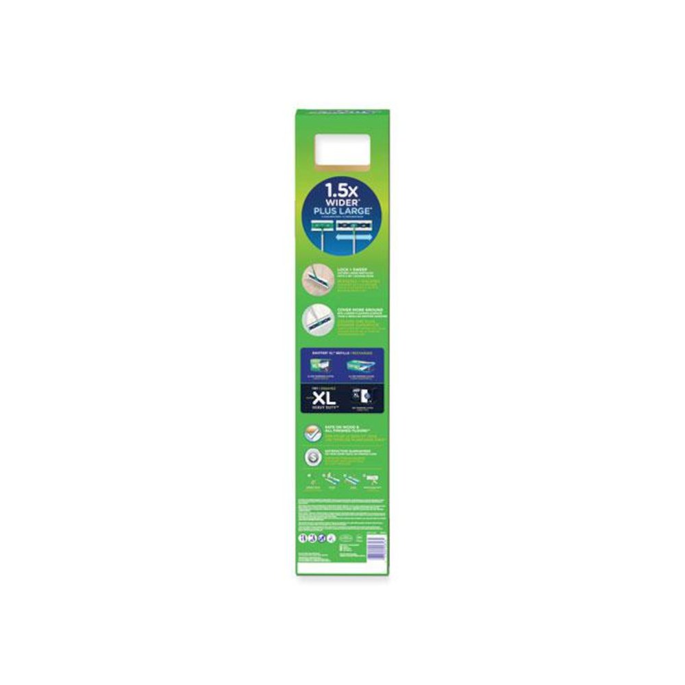 Sweeper Mop XL Dry + Wet Sweeping Kit, 16.5 x 9 White Cloth Head, 46" Green/Silver Aluminum/Plastic Handle. Picture 2