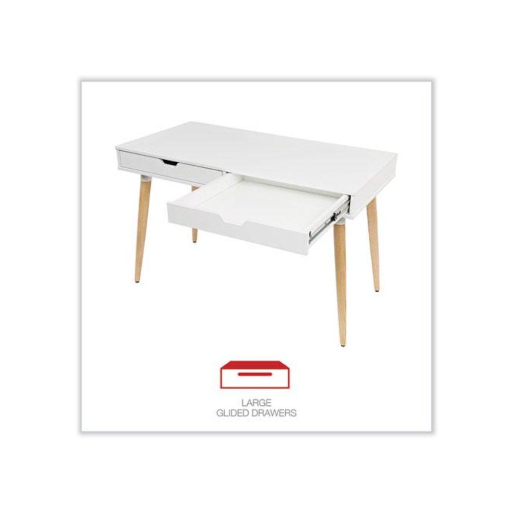 Scandinavian Writing Desk, 47.24" x 23.62" x 29.53", White/Beigewood. Picture 6