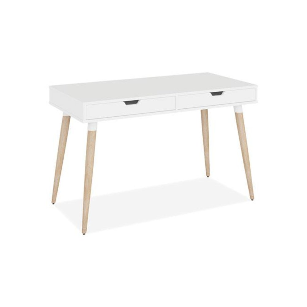 Scandinavian Writing Desk, 47.24" x 23.62" x 29.53", White/Beigewood. Picture 1