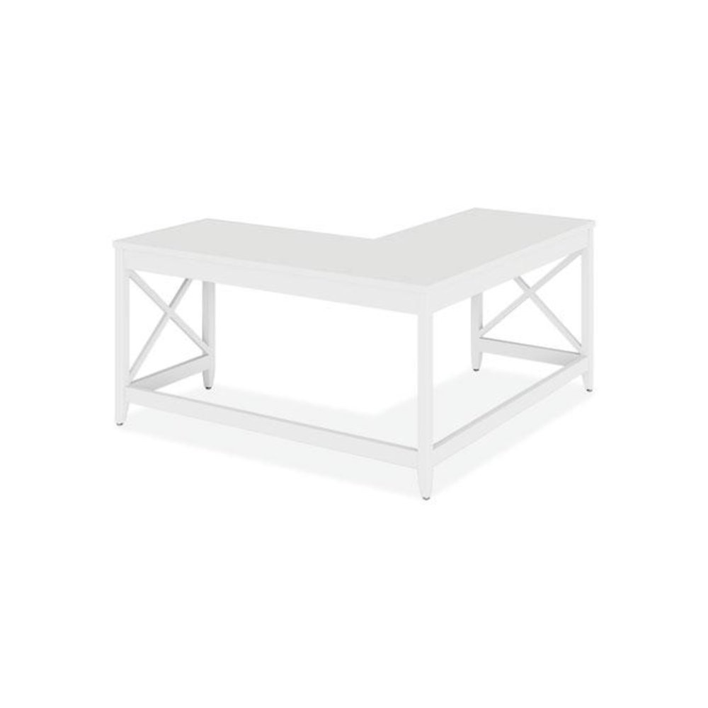 L-Shaped Farmhouse Desk, 58.27" x 58.27" x 29.53", White. Picture 2