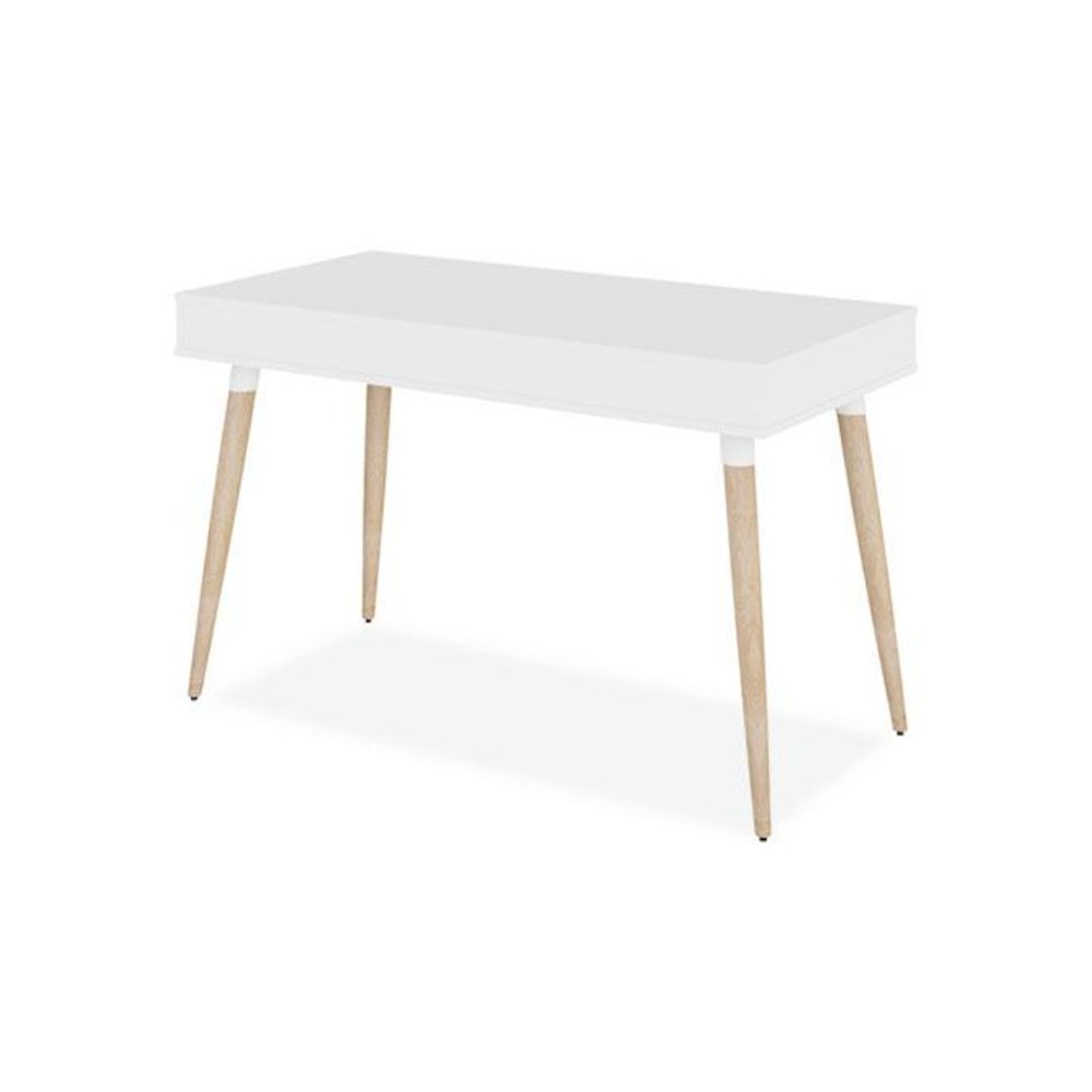 Scandinavian Writing Desk, 47.24" x 23.62" x 29.53", White/Beigewood. Picture 2