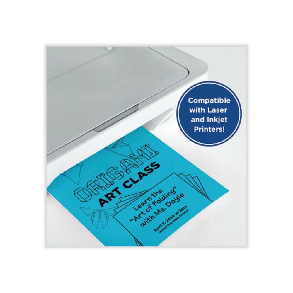 Color Cardstock, 65 lb Cover Weight, 8.5 x 11, Blue, 250/Ream. Picture 3