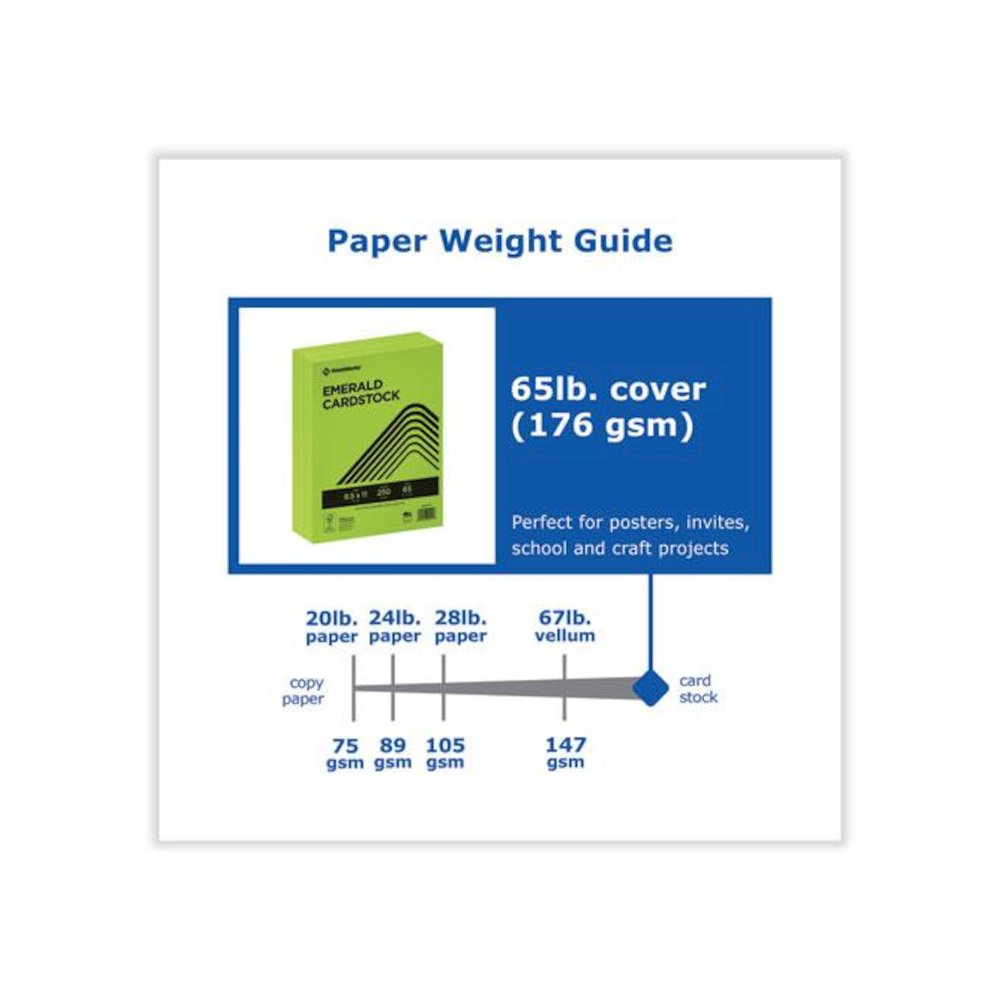 Color Cardstock, 65 lb Cover Weight, 8.5 x 11, Emerald Green, 250/Ream. Picture 3