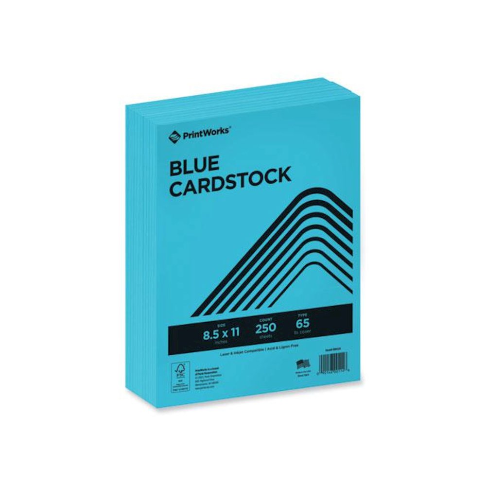 Color Cardstock, 65 lb Cover Weight, 8.5 x 11, Blue, 250/Ream. Picture 1