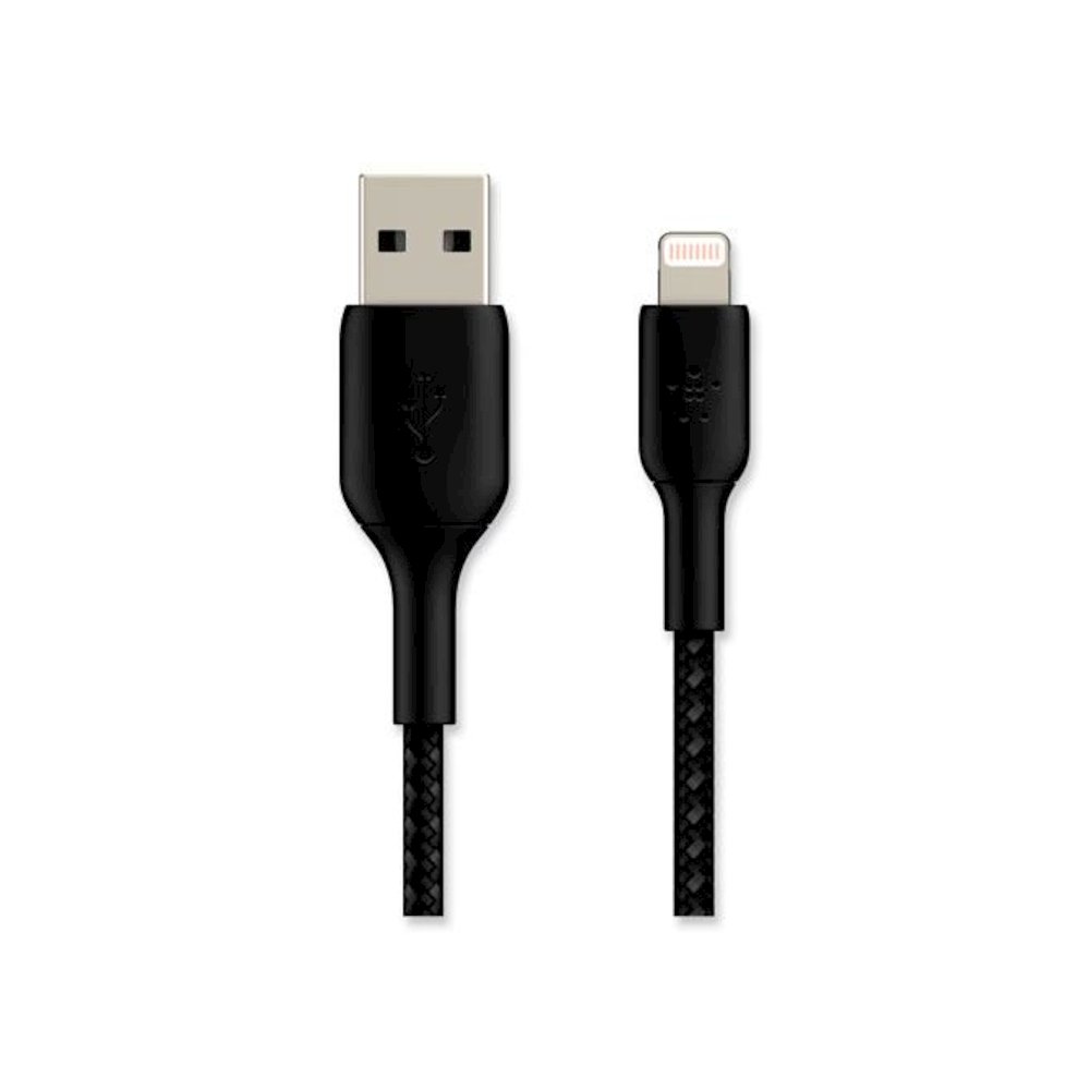 BOOST CHARGE Braided Apple Lightning to USB-A ChargeSync Cable, 6.6 ft, Black. Picture 3