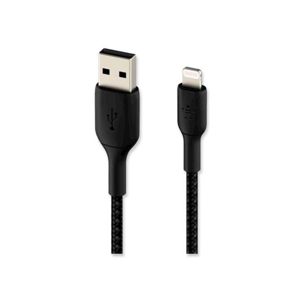 BOOST CHARGE Braided Apple Lightning to USB-A ChargeSync Cable, 6.6 ft, Black. Picture 5
