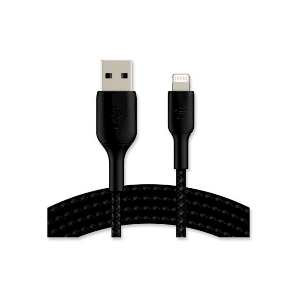 BOOST CHARGE Braided Apple Lightning to USB-A ChargeSync Cable, 6.6 ft, Black. Picture 6