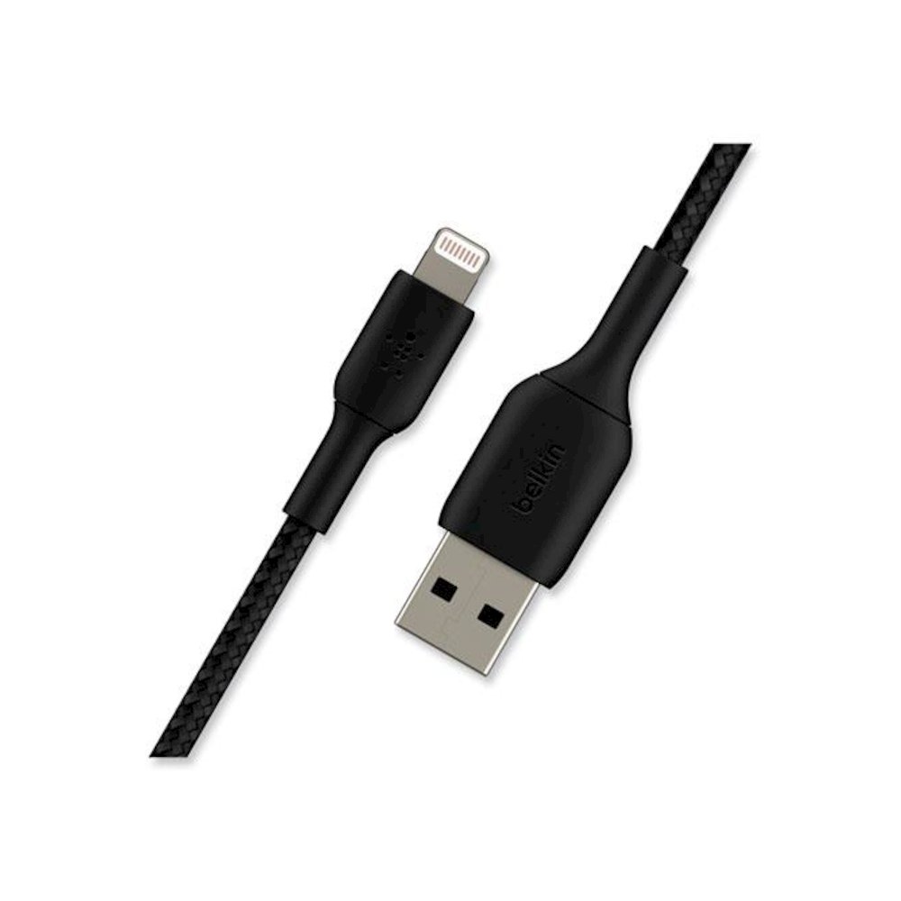 BOOST CHARGE Braided Apple Lightning to USB-A ChargeSync Cable, 6.6 ft, Black. Picture 2