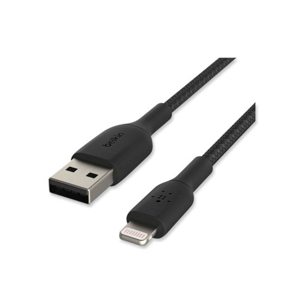BOOST CHARGE Braided Apple Lightning to USB-A ChargeSync Cable, 6.6 ft, Black. Picture 4