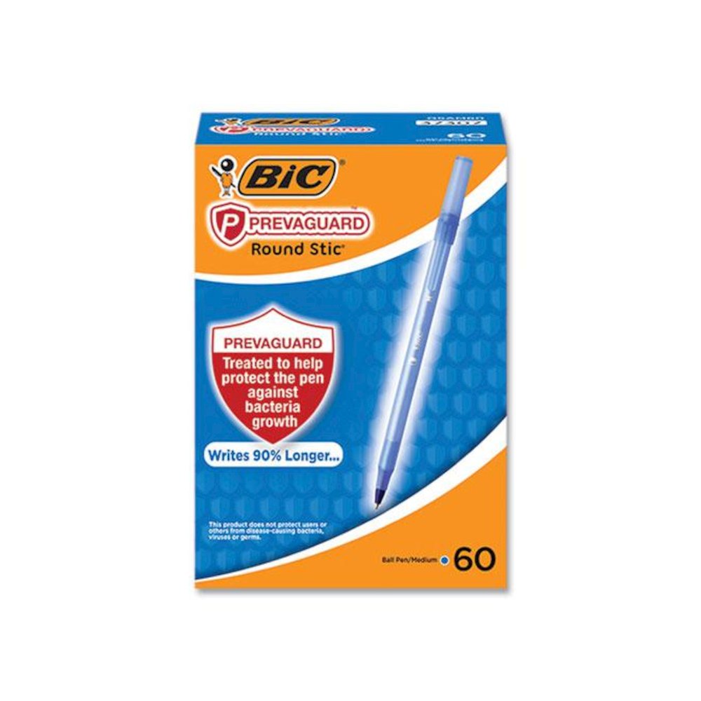 PrevaGuard Round Stic Pen, Stick, Medium 1 mm, Blue Ink, Translucent Blue Barrel, 60/Pack. Picture 1