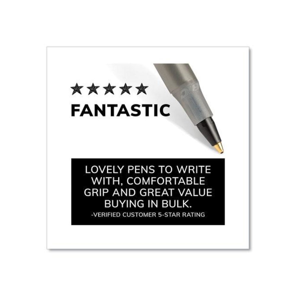 Round Stic Xtra Life Ballpoint Pen, Stick, Medium 1 mm, Black Ink, Translucent Black Barrel, 144/Pack. Picture 6