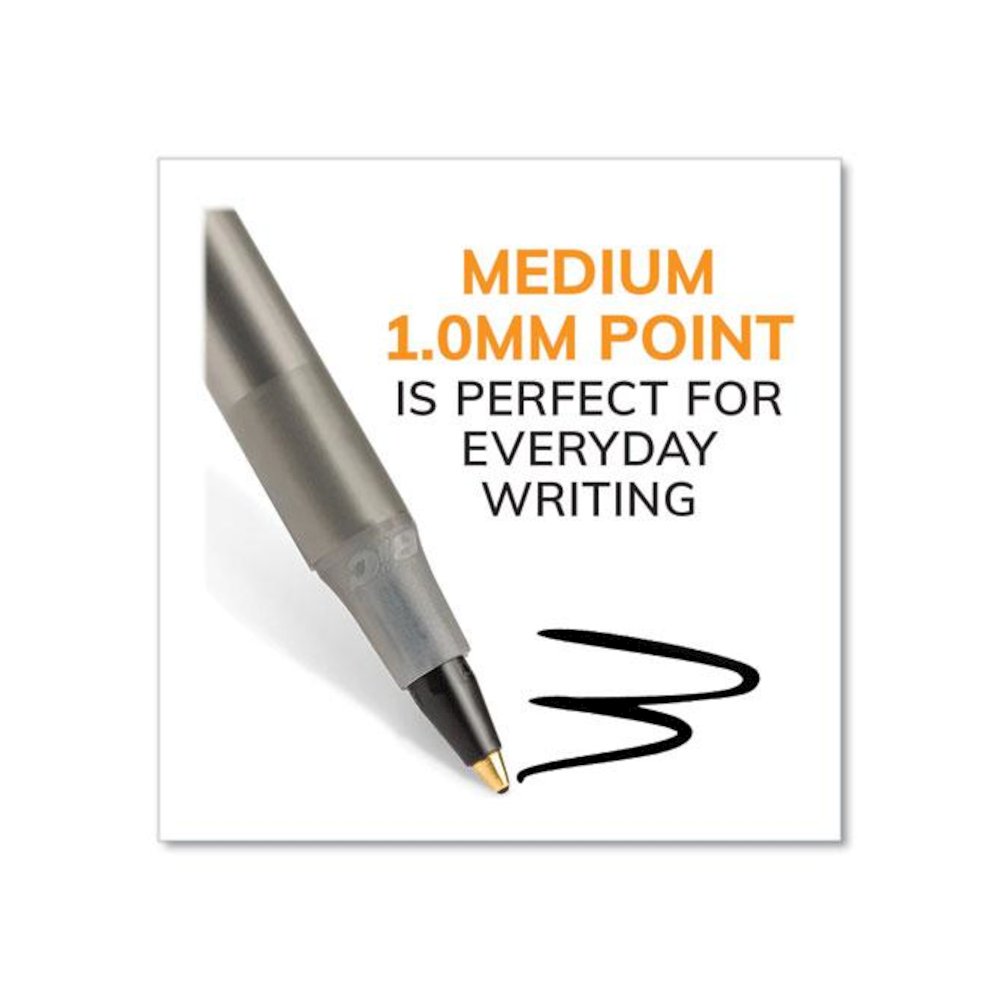 Round Stic Xtra Life Ballpoint Pen, Stick, Medium 1 mm, Black Ink, Translucent Black Barrel, 500/Pack. Picture 3