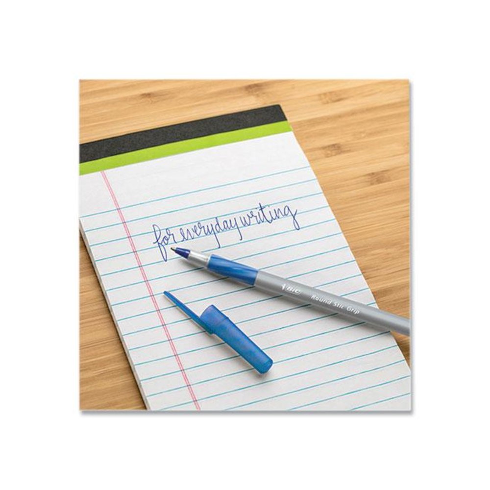 Round Stic Grip Xtra Comfort Ballpoint Pen, Stick, Medium 1 mm, Blue Ink, Gray/Blue Barrel, 144/Pack. Picture 3