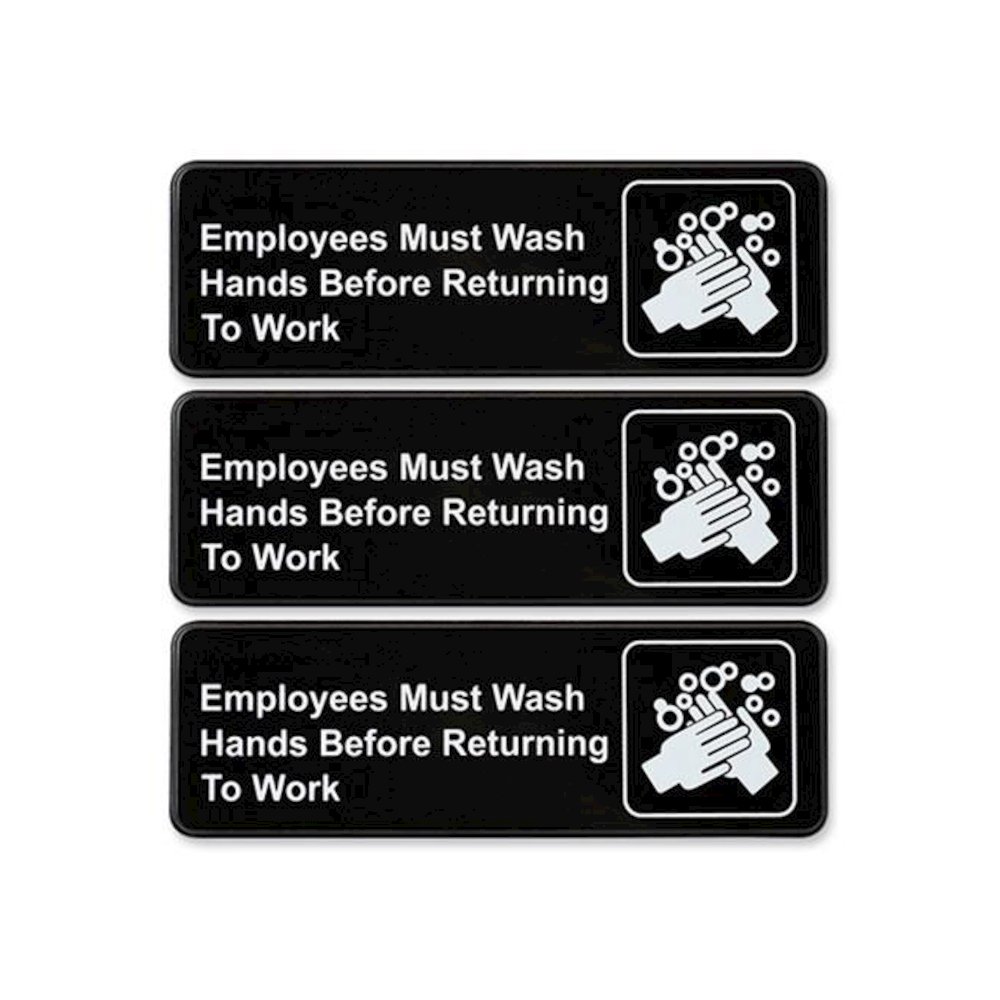 Indoor/Outdoor Restroom with Braille Text, 6" x 9", Black Face, White Graphics, 3/Pack. Picture 1