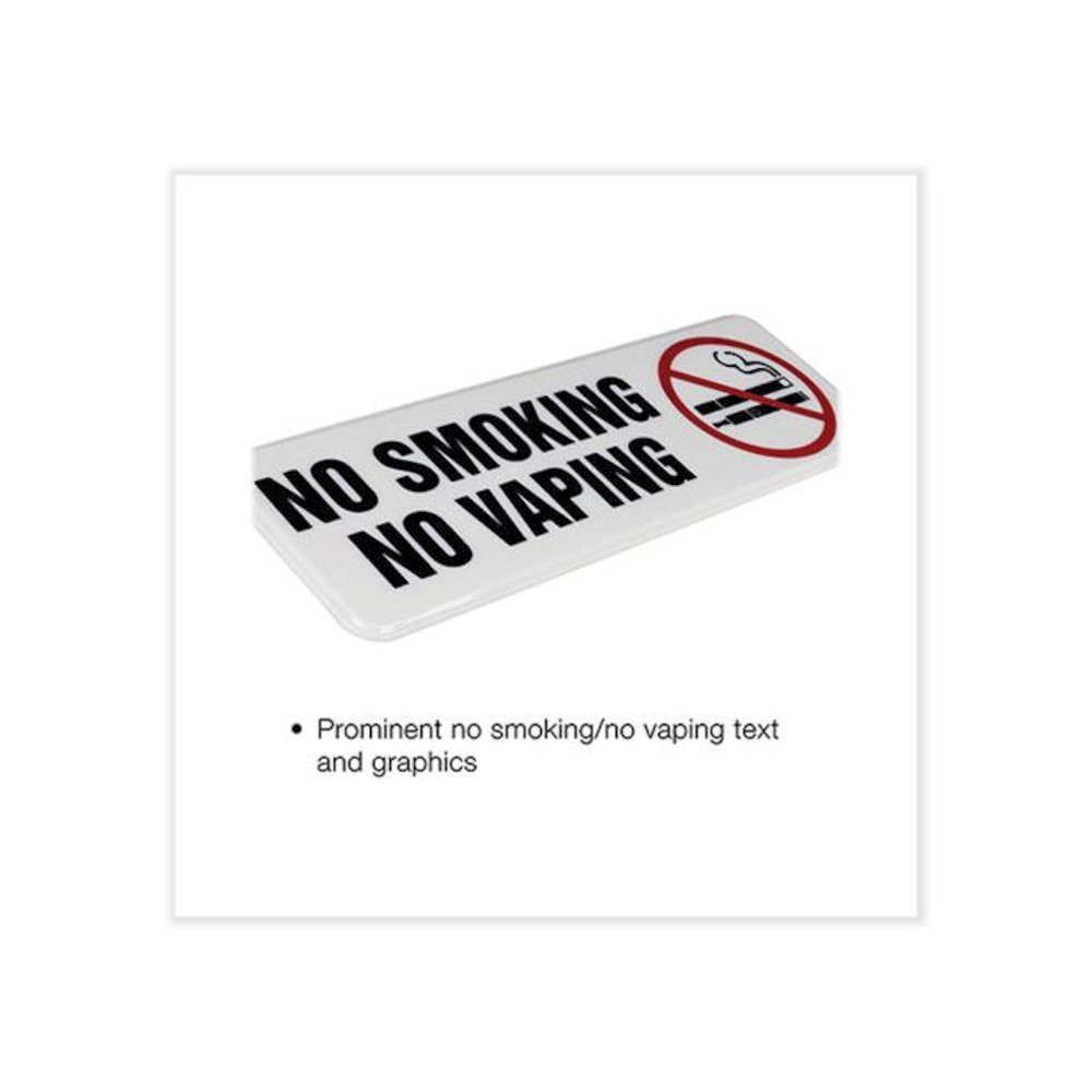 No Smoking No Vaping Indoor/Outdoor Wall Sign, 9" x 3", Black Face, Black/Red Graphics, 4/Pack. Picture 2
