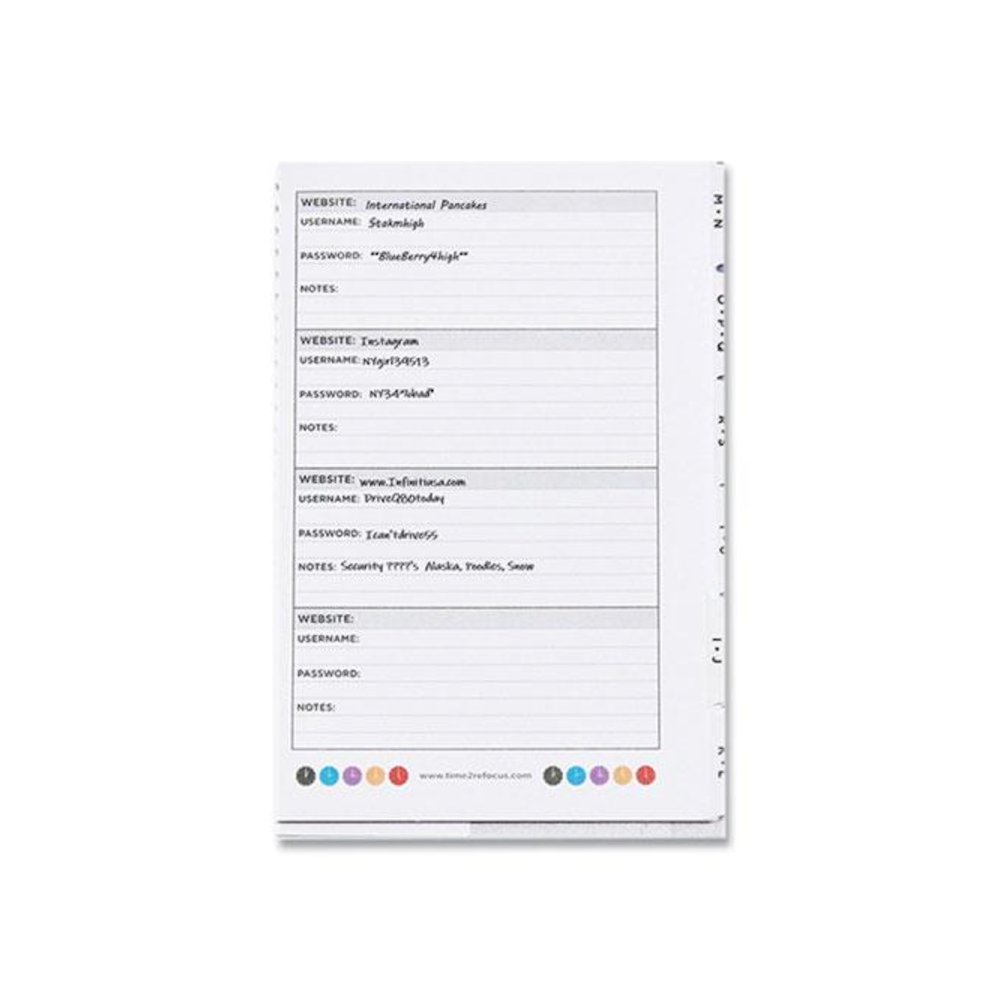 Pocket-Size Password Keeper Log Book, User-Name/Password Format, White/Red Cover, (60) 7 x 5.5 Sheets. Picture 2