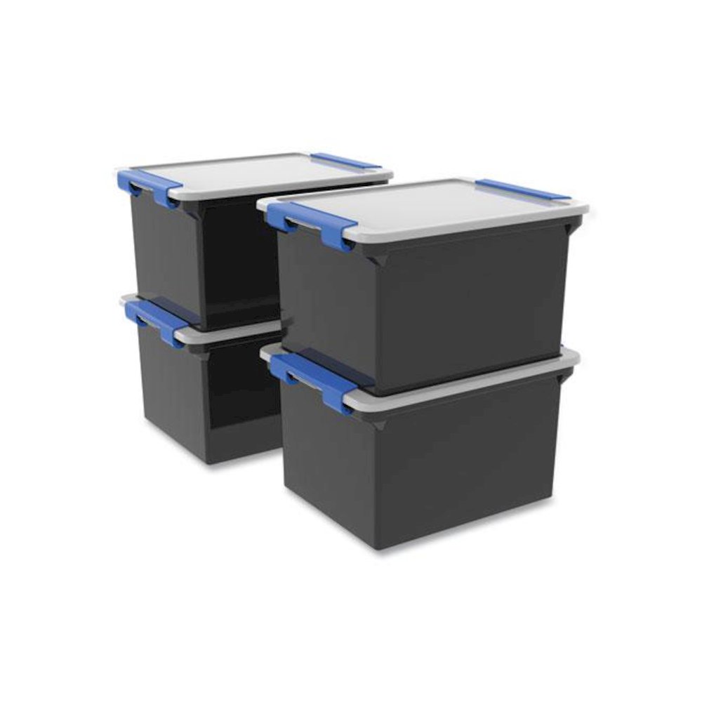 Tote with Locking Handles, Legal/Letter, 13.9" x 18.3 x 10.6", Black/Silver/Blue, 4/Carton. Picture 2