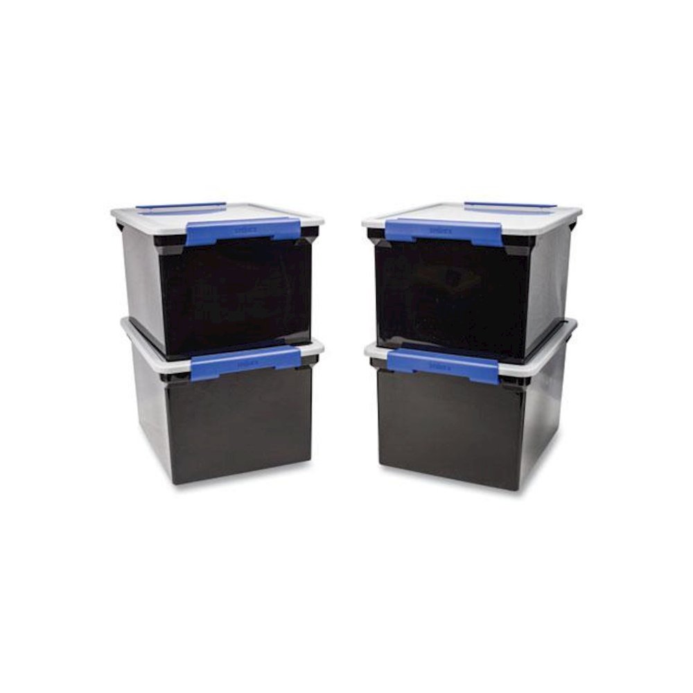 Tote with Locking Handles, Legal/Letter, 13.9" x 18.3 x 10.6", Black/Silver/Blue, 4/Carton. Picture 3