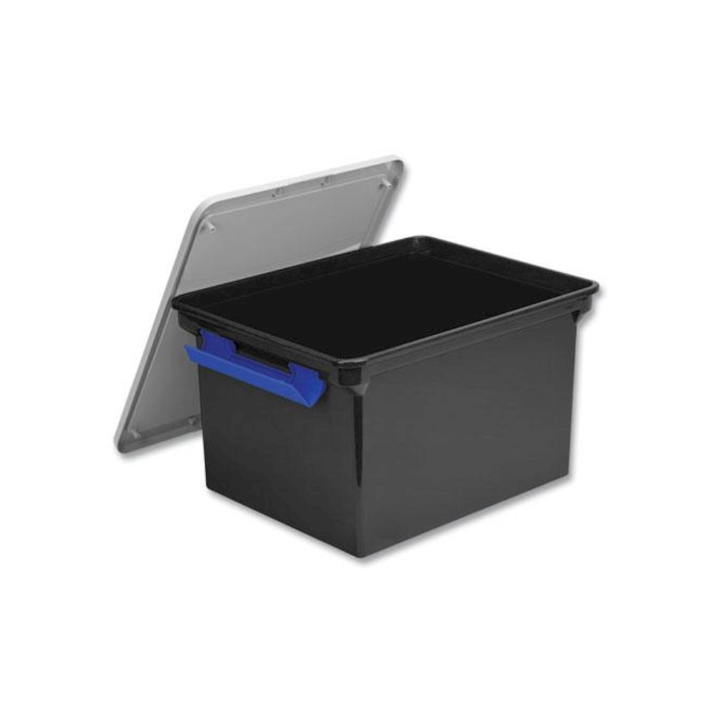 Tote with Locking Handles, Legal/Letter, 13.9" x 18.3 x 10.6", Black/Silver/Blue, 4/Carton. Picture 1
