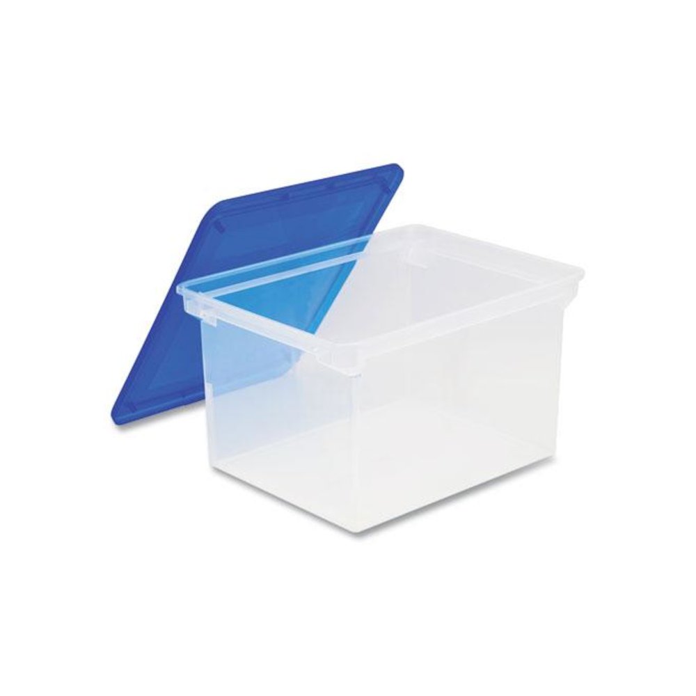 Tote with Comfort Edges, Letter/Legal Files, 13.9" x 18.3" x 10.6", Blue/Clear, 4/Carton. Picture 1