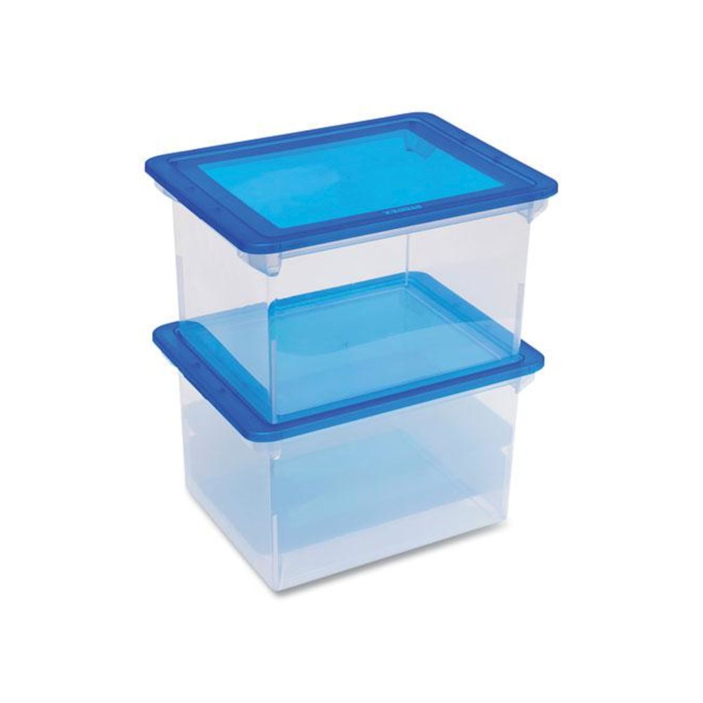 Tote with Comfort Edges, Letter/Legal Files, 13.9" x 18.3" x 10.6", Blue/Clear, 4/Carton. Picture 4