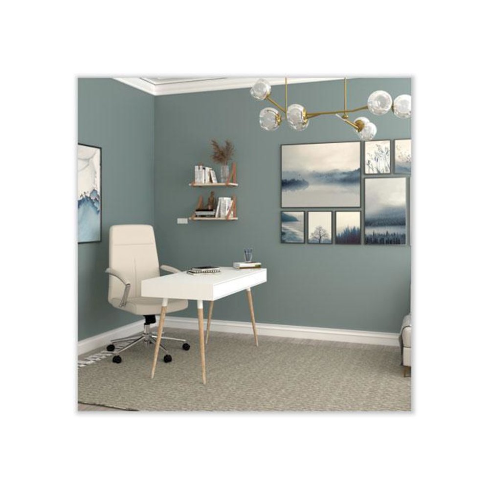 Scandinavian Writing Desk, 47.24" x 23.62" x 29.53", White/Beigewood. Picture 3