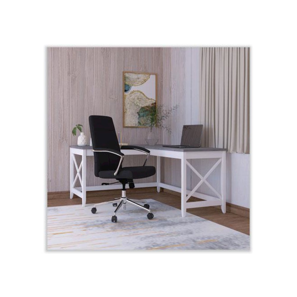 L-Shaped Farmhouse Desk, 58.27" x 58.27" x 29.53", Gray/White. Picture 3