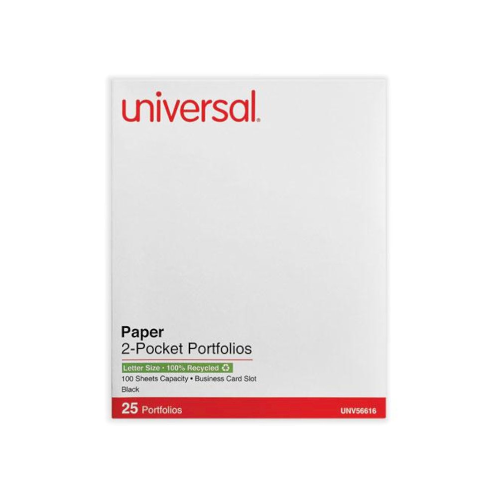Two-Pocket Portfolios with Textured Covers, Accommodates 11 x 8.5 Sheets, Black, 25/Box. Picture 1