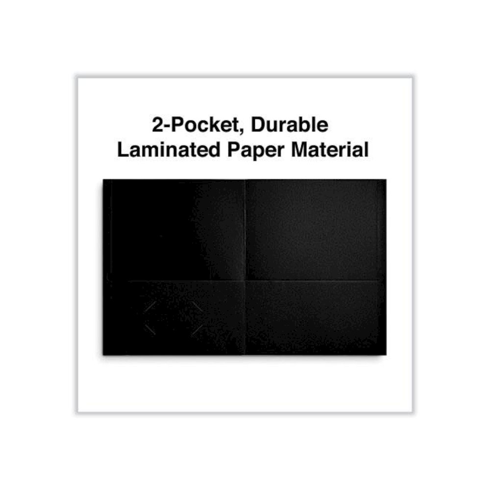 Two-Pocket Portfolios with Textured Covers, Accommodates 11 x 8.5 Sheets, Black, 25/Box. Picture 3