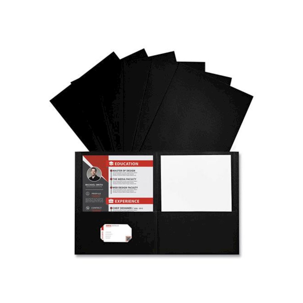 Two-Pocket Portfolios with Textured Covers, Accommodates 11 x 8.5 Sheets, Black, 25/Box. Picture 4