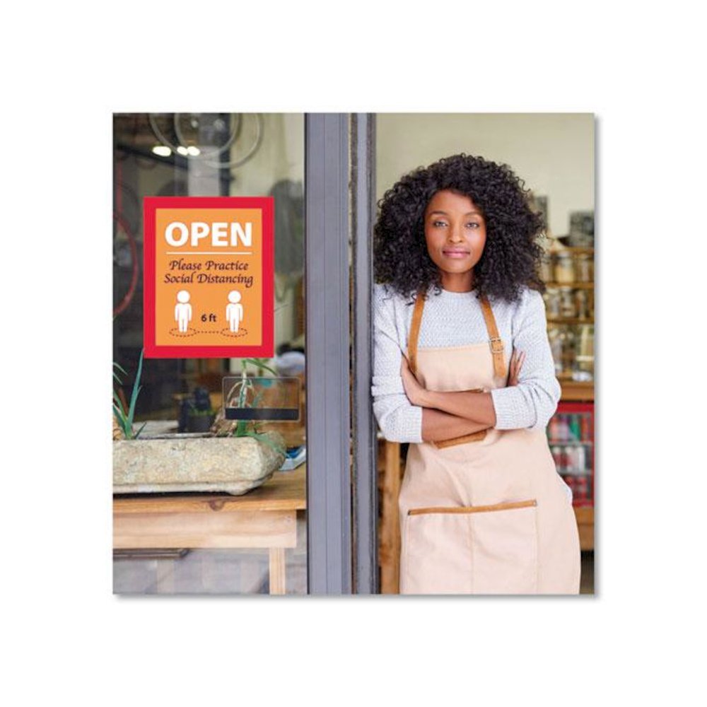 Self Adhesive Sign Holders, 11 x 17 Insert, Clear with Red Border, 2/Pack. Picture 4