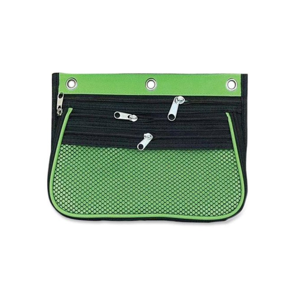 Three-Pocket Binder-Insertable Expandable Pencil Pouch, 3 Compartments, 3-Hole Punched, 10.25" x 7.5", Assorted, 3/Pack. Picture 3