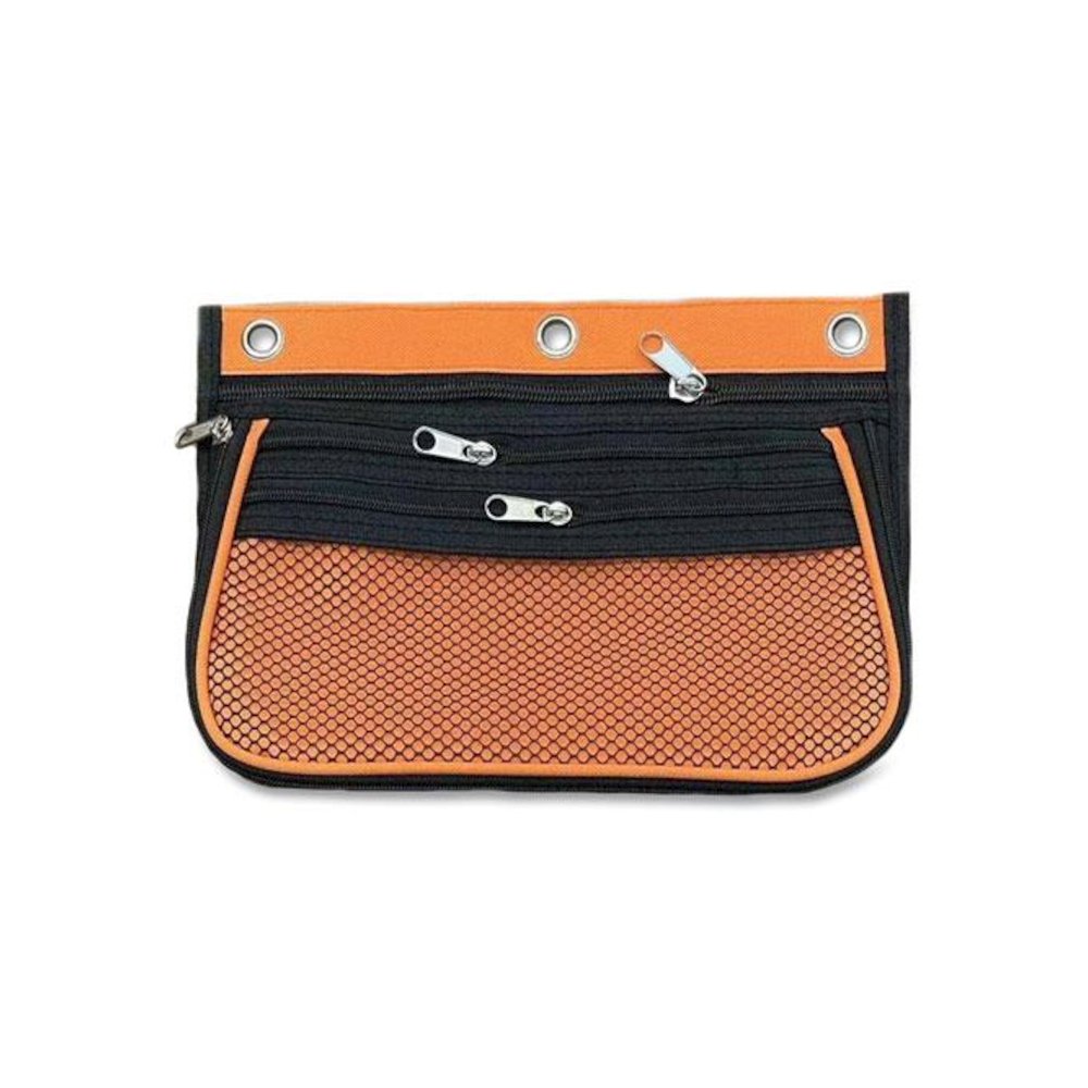 Three-Pocket Binder-Insertable Expandable Pencil Pouch, 3 Compartments, 3-Hole Punched, 10.25" x 7.5", Assorted, 3/Pack. Picture 4