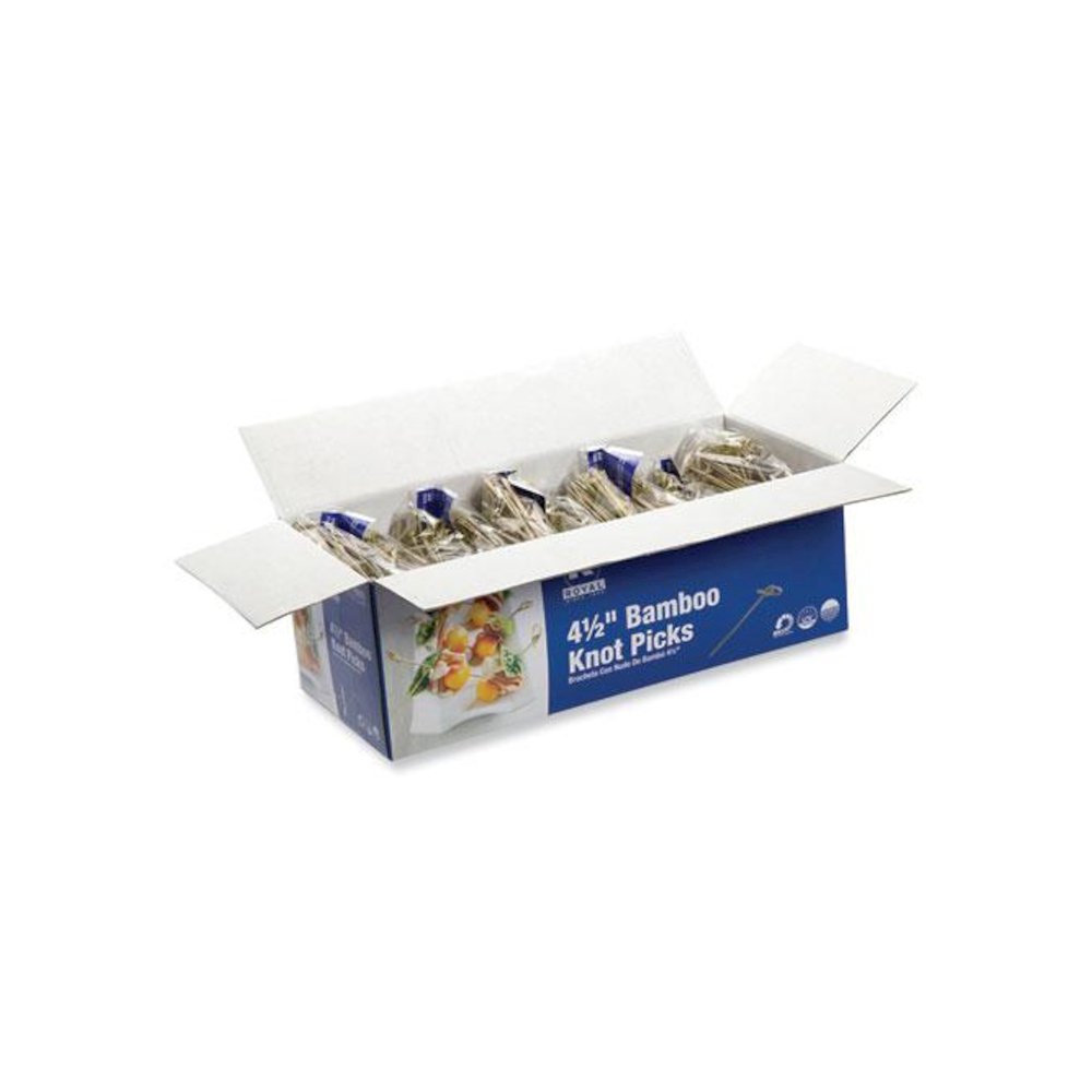 Knotted Bamboo Pick, Paper, 4.5", Natural, 100/Pack, 10 Packs/Carton. Picture 3