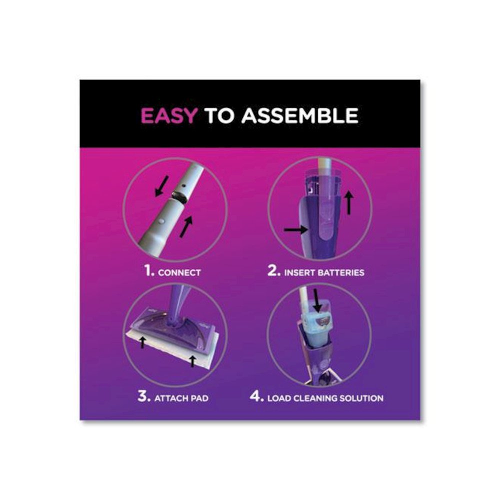 WetJet Mop Starter Kit with 10 Pads and 1 Cleaner, 11.3 x 5.4 Head, Silver Handle. Picture 2