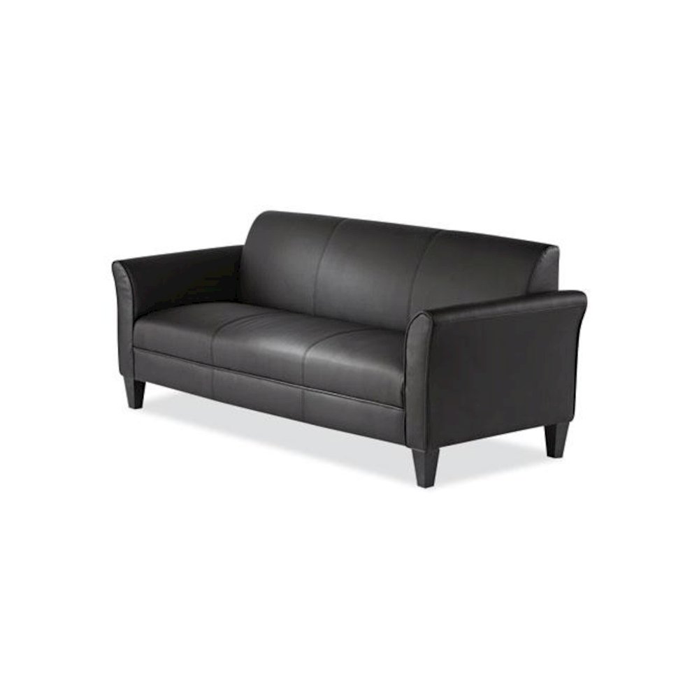 Alera Reception Lounge Sofa Series, Three-Cushion Sofa, 77" x 31.5" x 32", Black. Picture 3