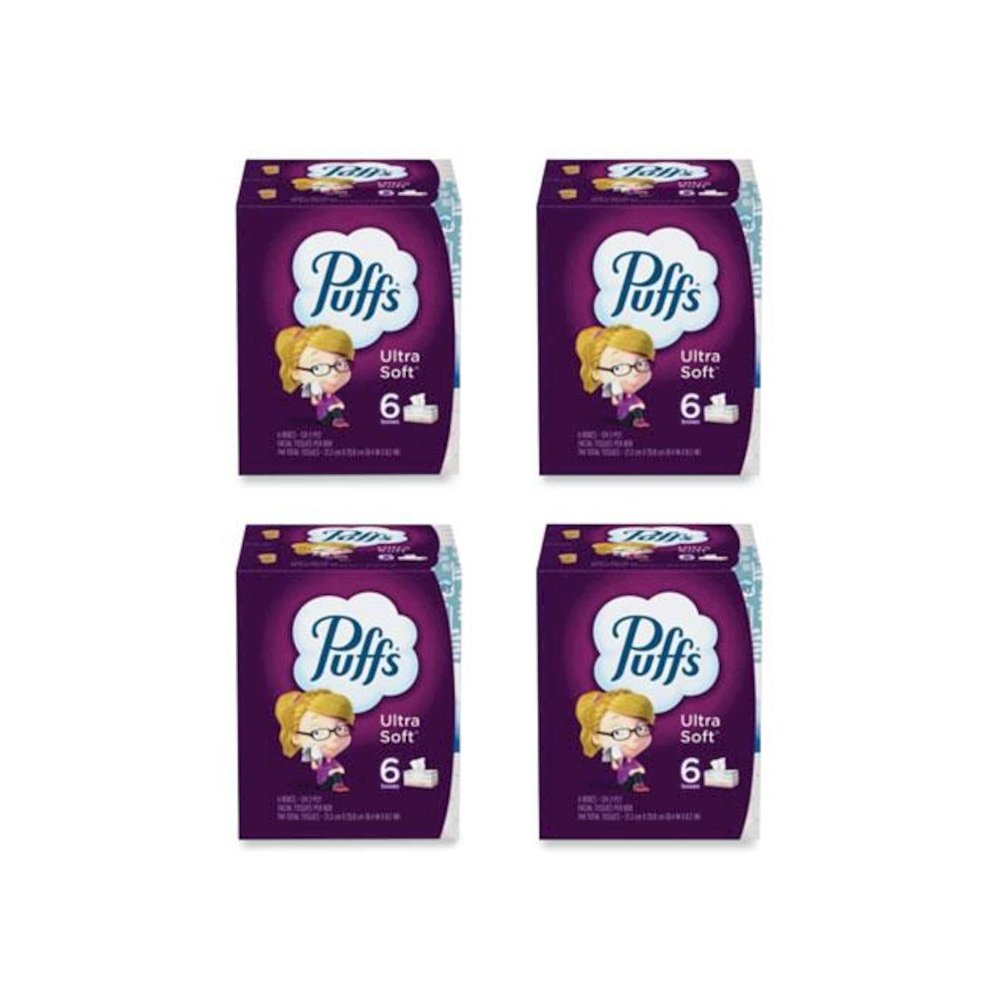 Ultra Soft Facial Tissue, 2-Ply, White, 124 Sheets/Box, 6 Boxes/Pack, 4 Packs/Carton. Picture 1